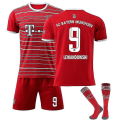 Miniatyrbild 1 av 2: Lewandowski #9 tröja 2022-2023 Ny säsong fotboll T-shirts Set för barn och ungdomar 2223 Barcelona Home Vuxna barn Komfort fotboll Tröjor Bayern Munich Home M