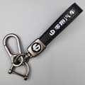 Personalized Metal Car Keychain with Logo - Leather Keyring for Men Harvard Silver Hardware