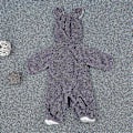 Pikkukuva 3 / 4: Vastasyntynyt Vauvan Talvi Fleece Romper Lämmin Sööt Teddykarhu Huppu Haalari (0-3 Kuukautta Violetti)