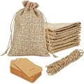 Miniatyrbilde 1 av 6: 50 stk små hessianposer med snor 10x15cm Juteposer Burlap Gaveposer Hessian Snorposer