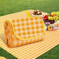 Picknickfilt, Vikbar, Rutig, 200x200cm, Utomhus, Gul