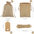 Miniatyrbilde 2 av 6: 50 stk små hessianposer med snor 10x15cm Juteposer Burlap Gaveposer Hessian Snorposer