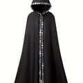 Hætteklædt kappe til voksne Middelalder Renæssance Cosplay Kostume til Halloween og Rollespil S Black