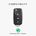 Miniatyrbillede 4 af 5: Sort Rød Bilnøgle Cover Kompatibelt med VW Skoda Seat 3-Knaps Ca[CH] G