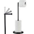 Miniatyrbillede 1 af 5: Toiletpapirholder, fritstående toiletpapirholder med opbevaring til badeværelse sort