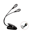 Miniatyrbilde 1 av 5: Dobbelthodet Oppladbar Boklampe for Lesing om Natten i Sengen, Varmt/Hvitt Leselys med Klips, 180 Justerbar Mini Klipslampe, Perfekt Lysstyrke