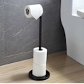 Miniatyrbillede 5 af 5: Toiletpapirholder, fritstående toiletpapirholder med opbevaring til badeværelse sort
