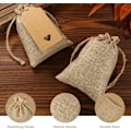 Miniatyrbilde 3 av 6: 50 stk små hessianposer med snor 10x15cm Juteposer Burlap Gaveposer Hessian Snorposer