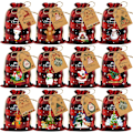 Miniatyrbillede 1 af 5: 36 stk. Bomulds julesnoreposer Buffalo Plaid Julegaveposer Bomulds jule slikposer Små stofposer (Rød+Sort)