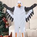 Fleecefodrad djur-onesie-set för män, huvförsedd varm morgonrock för höst- och vinterfester S White