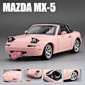 Miniatyrbilde 1 av 5: Miniatyr Mazda MX-5 Støpt Modell med Lyd & Lys, Lekerbil med Åpningsbare Dører for Barnesamling [GPA] Pink