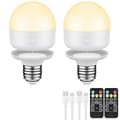 USB Rechargeable Light Bulb with Remote Control Timer, 7W Dimmable Battery Operated Light Bulb E27 Detachable Rechargeable LED Lamp