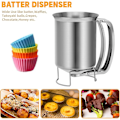 Miniatyrbillede 2 af 5: 2-i-1 Dejdispenser i rustfrit stål, 800 ml, med trykhåndtag, pandekagehælder, bagemixer (FMY)