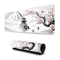 Miniatyrbillede 1 af 5: Sort og hvidt kirsebærblomst musemåtte Sakura Dead Life udvidet skrivebordsmåtte 80x30cm skridsikker gummibase syet kant stor Xl spilmåtte kompatibel B
