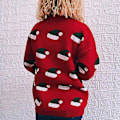 Pikkukuva 4 / 4: Naisten Neulepusero, Pullover, Ribattu, Patchwork, Värilohko, Pyöreäkaulainen, Tyylikäs, Rent, Ulkoilu, Joulu, Syksy, Talvi, Koko L