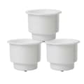 3 Pcs Recessed Drop-in Plastic Cup Holders with Drain for Boat Car Marine RV (White) [DB] white