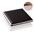 Miniatyrbillede 1 af 5: Læder og metal cigaretholder etui til 20 almindelige cigaretter