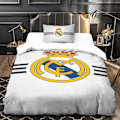 Miniatyrbild 1 av 5: Real Madrid Ultra Mjukt Påslakanset Enkelt Dubbelt Kingsize Sängkläder Känt Fotbollslag Tryckt Mikrofiber Täcke Överdrag Set med Dragkedja