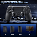 Miniatyrbillede 6 af 8: Trådløs Controller 2-pak til PS4/Slim/Pro, Controllere til PlayStation 4 med Dobbelt Vibration/3.5mm Lyd/Opladningsport og 2 stk. Kabler sort black