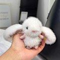 Miniatyrbild 3 av 4: Söt plysch kanin nyckelring för kvinnor, kawaii gosedjur nyckelring, fluffig vit kanin estetisk nyckelring, bilnyckelring tillbehör