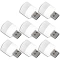 8 st nattlampa USB Mini LED-lampa, kompakt, för sovrum, badrum, barnrum, hall, kök (vitt ljus)