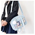 Miniatyrbild 1 av 6: Japansk Kawaii Axelväska för Kvinnor PU Läder Itabag Transparent Tote JK Handväska Preppy Crossbody Ita Väska Light Blue