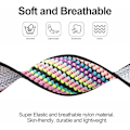 Miniatyrbillede 2 af 4: 4-delt elastisk nylonrem kompatibel med Fitbit versa 3 / Fitbit sense, justerbar elastisk stof smart ur sportsrem（BohoRainbow/Green Arrow