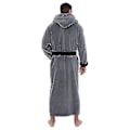 Miniatyrbilde 2 av 4: Menn Varm Hode Vinterhette Badekåpe Håndkle Lang Dressing Gown (L Grå Svart)