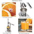 Miniatyrbillede 3 af 5: Citruspress håndpres apelsinjuice press manuel juicepress citronpress press til Lime Granatæble Grapefrugt og anden frugt rustfrit stål si