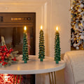 Miniatyrbilde 2 av 5: 3 stk. Flammeløse koniske lys med 6 timers timer, 24,6 cm juletrelys...