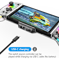 Miniatyrbilde 5 av 5: Switch-kontroller for Nintendo Switch/OLED, En-delt Switch Pro-kontrollererstatning for Joycon, håndholdt Switch-grep fjernkontroll med 8 RGB-farger