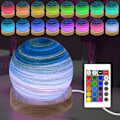 Miniatyrbilde 6 av 8: RGB 16-farget Planet Glasskule Nattlampe, Dimbar USB Astronomisk Lampe med Fjernkontroll (8cm) Parent