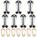Vindtäta tältpinnar i aluminium (7-pack) – Campingfiskbensankare för säker rep- och däcksfixering 7pcs Gold/Black