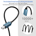 Miniatyrbilde 4 av 9: Skriverkabel USB A til USB B 2.0 GRÅ 3M Grå Grey 3m