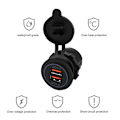 Miniatyrbilde 5 av 5: Dobbel QC3.0 Hurtiglading Dobbel USB Lader Uttak Strøm for 12/24V Bil Motorsykkel Båt