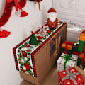 Miniatyrbillede 5 af 6: Linned Rød Juledug 183 cm Lang Sæsonbestemt Vinter Julebondegårdsstil Borddekorationer