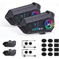 2 Pcs Universal Motorcycle Headset for 2 Riders with Bluetooth 5.3 Headphones and 2-in-1 Microphone for All Helmets