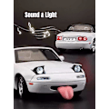 Miniatyrbilde 4 av 5: Miniatyr Mazda MX-5 Støpt Modell med Lyd & Lys, Lekerbil med Åpningsbare Dører for Barnesamling [GPA] WHITE