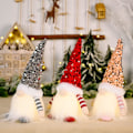 Miniatyrbillede 5 af 5: Lysende Nisse Julepynt, Nisse med Lys, Håndlavet Nisse med Glitrende Hat Julehåndværk (Grå)