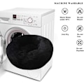 Miniatyrbillede 4 af 5: Rund plys katteseng til kæledyrskatte og små hunde Katteseng pude Donut Hundeseng passer Nestsofa XH062 (diameter: 60, sort)