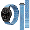 Miniatyrbillede 4 af 4: Til Garmin Tactix 7 Pro/Fenix 7X/Fenix 6X Pro 26mm Nylon urrem håndledsrem erstatning Azure, Blu Azure, Sky Blue Style E Other Smartwatch Model