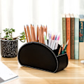 Miniatyrbilde 5 av 5: Fjernkontrollholder med 5 rom, PU-skinn Organizer Oppbevaringsboks for TV-fjernkontroll White