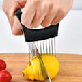 Miniatyrbillede 4 af 5: 2 stk. Løg Holdere i Rustfrit Stål med 10 Blade Grøntsagsskærer Citron...