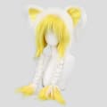 Plysj katteører hodeplagg for Halloween Cosplay og kostymefester White/Yellow