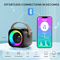 Miniatyrbilde 2 av 5: Mini Karaoke Maskin, Bærbar Bluetooth Karaoke Høyttaler med 2 Trådløse Mikrofoner og Partylys
