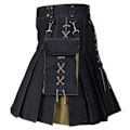 Pikkukuva 1 / 7: Miesten Kilt Utility Skotlantilainen Perinteinen Highland Yksivärinen Laskostettu Solkikiinnitteinen Hame, jossa Lastitaskut Khaki 5XL Khaki[GP] Khaki 5XL