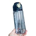 Miniatyrbillede 1 af 8: 650ML/800ML Halm vandflaske med trykt stilfuld bærbar sportskop til indendørs udendørs brug, sort Black 800ml