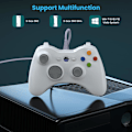 Miniatyrbild 3 av 5: Trådbunden Xbox 360-kontroll, spelkontroll för 360 med dubbla vibrationer Turbo kompatibel med Xbox 360/360 Slim och PC Windows 7,8,10 White