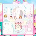 Pikkukuva 5 / 7: Squishmallow Hyvää Syntymäpäivää Ilmapallot Banneri Set Juhlakoriste[GP]