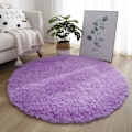 Miniatyrbilde 1 av 3: Rundt teppe, moderne shaggy teppe, soveromsteppe, komfortabelt mykt sklisikkert shaggy gulvmatte, fluffy teppe, lilla, 60 cm/24 tommer